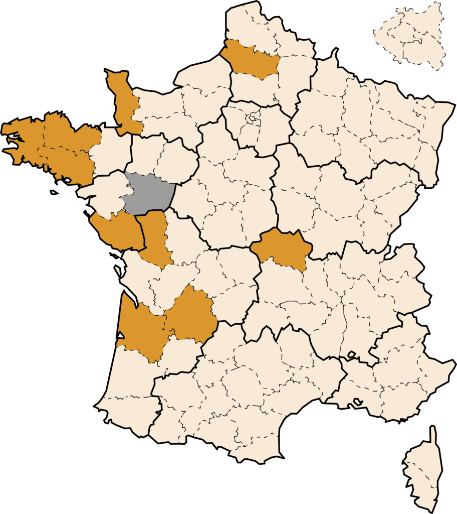 Départements visités en France